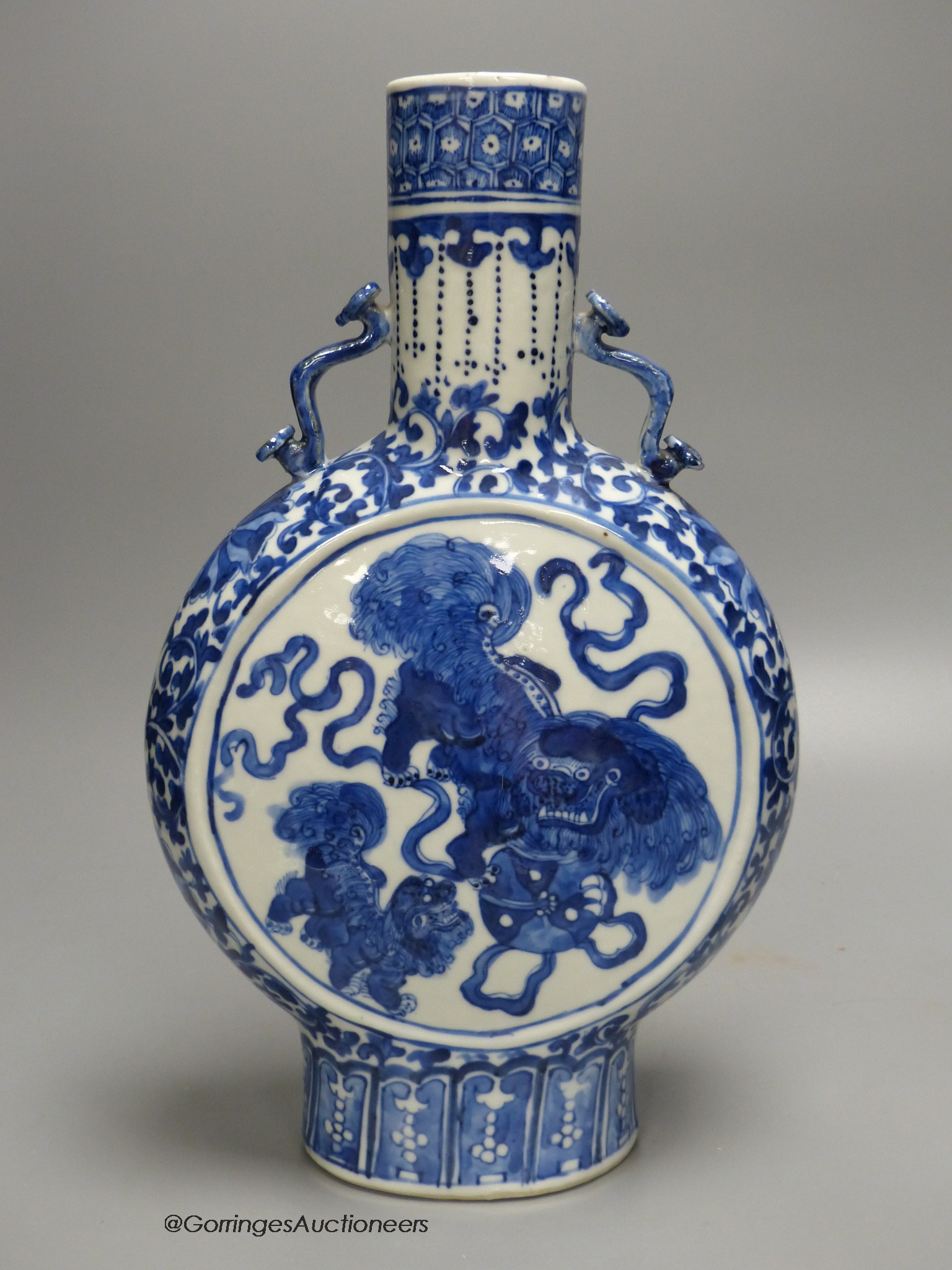 A 19th century Chinese blue and white moonflask, 35.5cm high